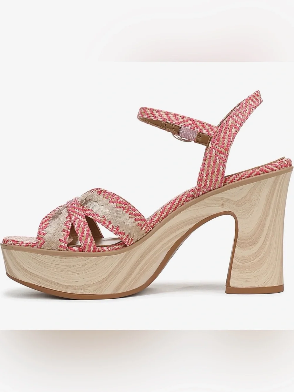 A290 Naturalizer Pink Woven Platform Sandals with Ankle Buckle NWT Size11